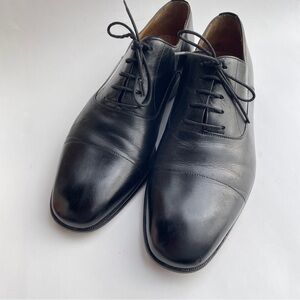 MAGNANNI Men's Cap-Toe Calf Leather Oxfords Black Lace-up Made in Spain 12 Wide